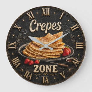 Crepes Rustic Breakfast & Brunch Gift Large Clock