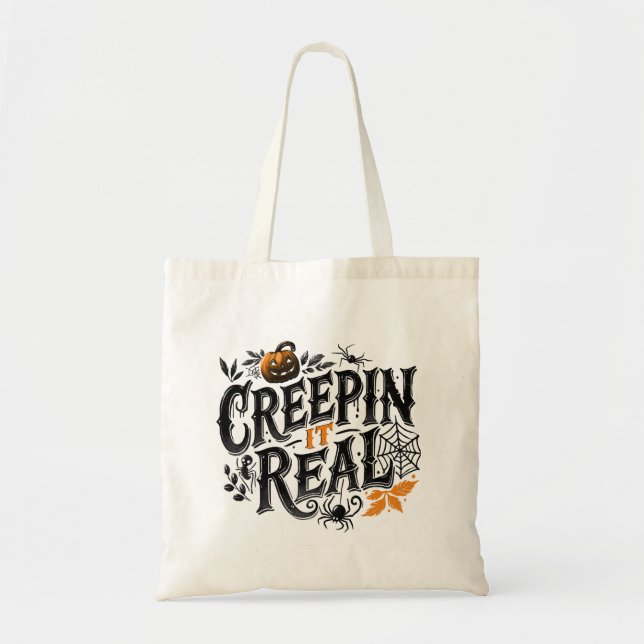 Crepping It Real Halloween Retro Design Tote Bag (Front)