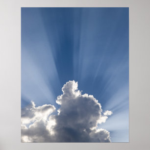 Crepuscular or God's rays streak past cloud. Poster