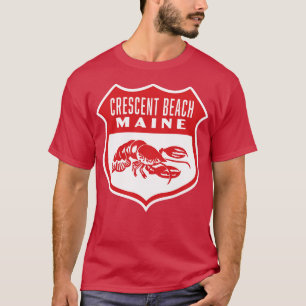 Crescent Beach Maine Retro Shield Red T-Shirt