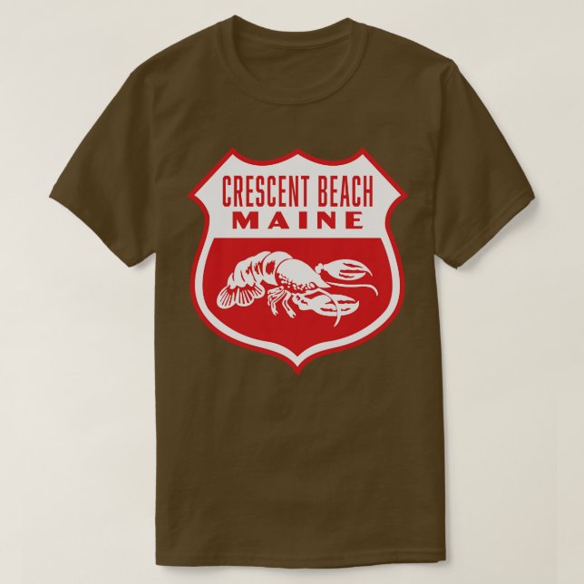 Crescent Beach Maine Retro  Shield White T-Shirt (Design Front)