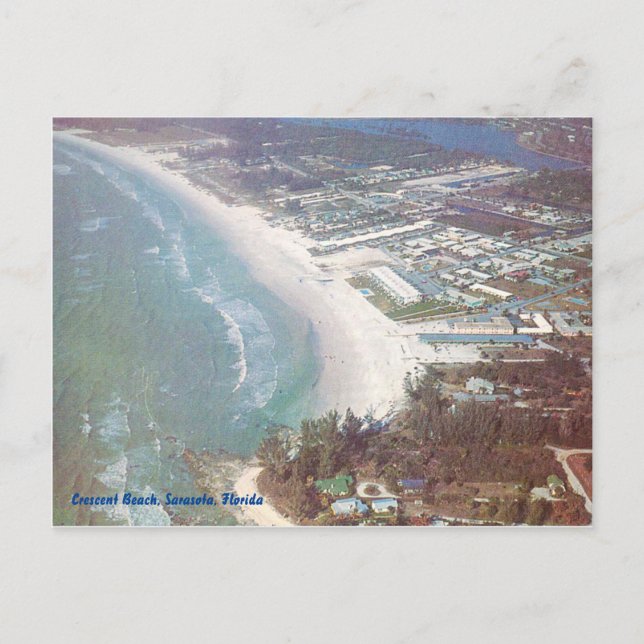Crescent Beach, Sarasota Florida vintage aerial Postcard (Front)