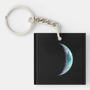 crescent earth planet science space universe geek  key ring