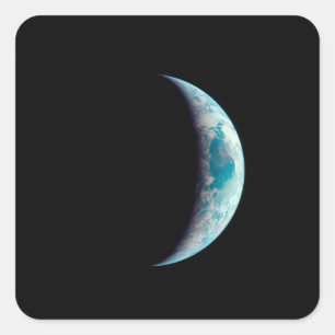 crescent earth planet science space universe geek square sticker