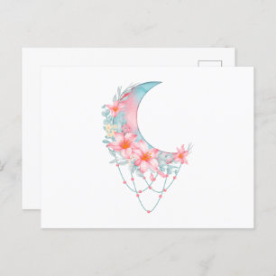 Crescent Floral Moon Postcard