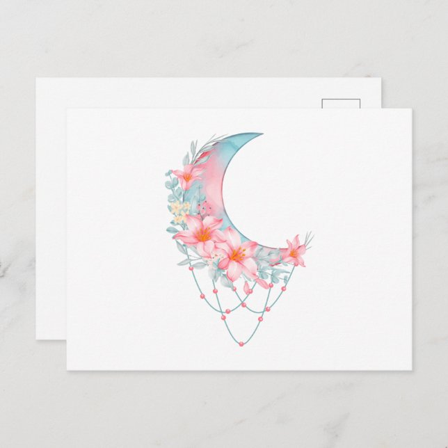 Crescent Floral Moon  Postcard (Front/Back)