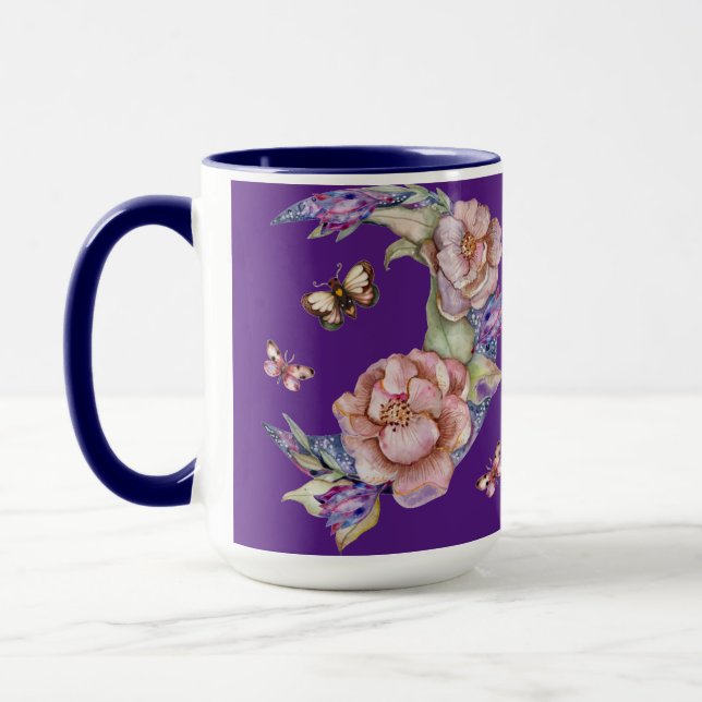 Crescent Flower Moon Coffee Mug (Left)