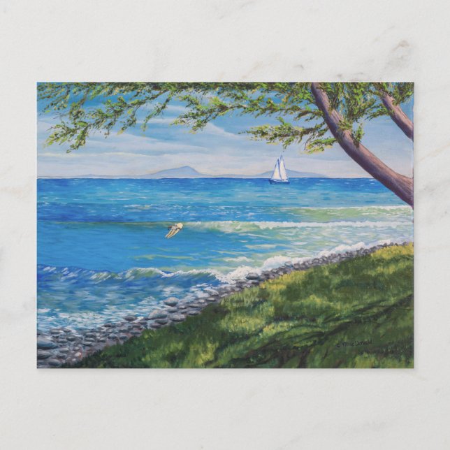 Crescent Head Beach Seascape Painting Postcard (Front)
