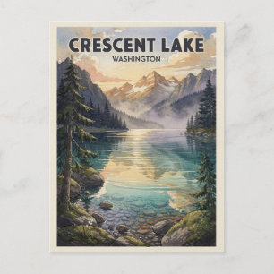 Crescent Lake Washington Vintage Travel Postcard