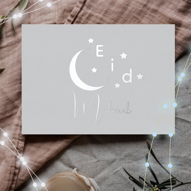 Crescent Luxury Silver Foil Eid Mubarak Card (Creator Uploaded)
