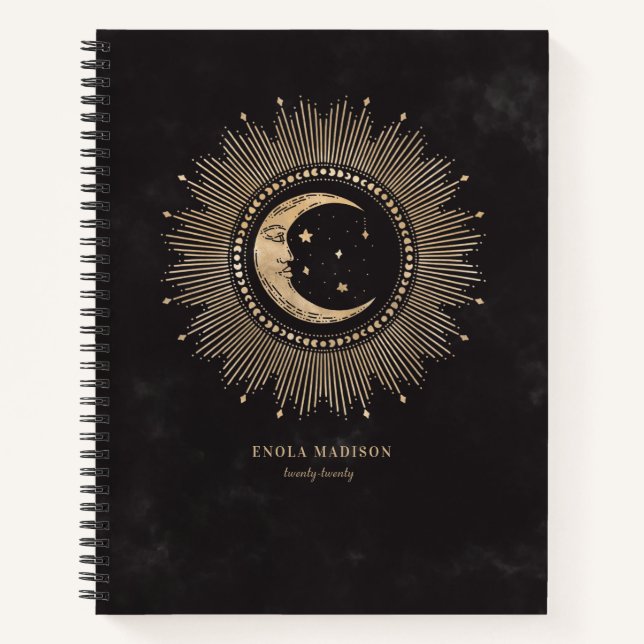 Crescent Man in the Moon Personalised Notebook (Front)
