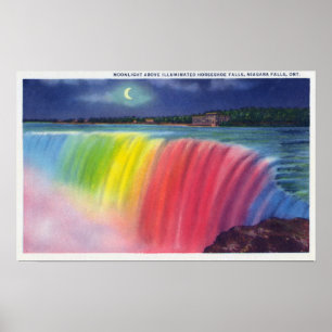 Crescent Moon above Illuminated Horseshow Poster