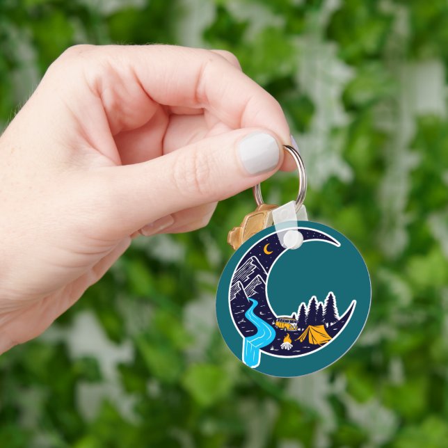 Crescent Moon Adventure Camping Key Ring (Hand)