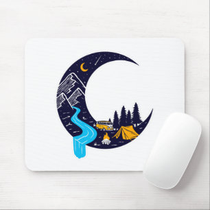 Crescent Moon Adventure Camping Mouse Pad