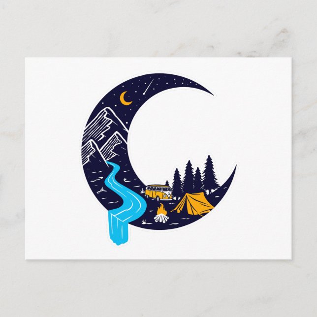 Crescent Moon Adventure Camping Postcard (Front)