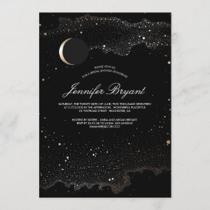 Crescent Moon and Night Stars Bridal Shower Invitation
