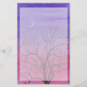 Crescent Moon and Peculiar Tree Stationery