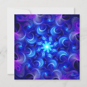 Crescent Moon Blue Fractals Invitation