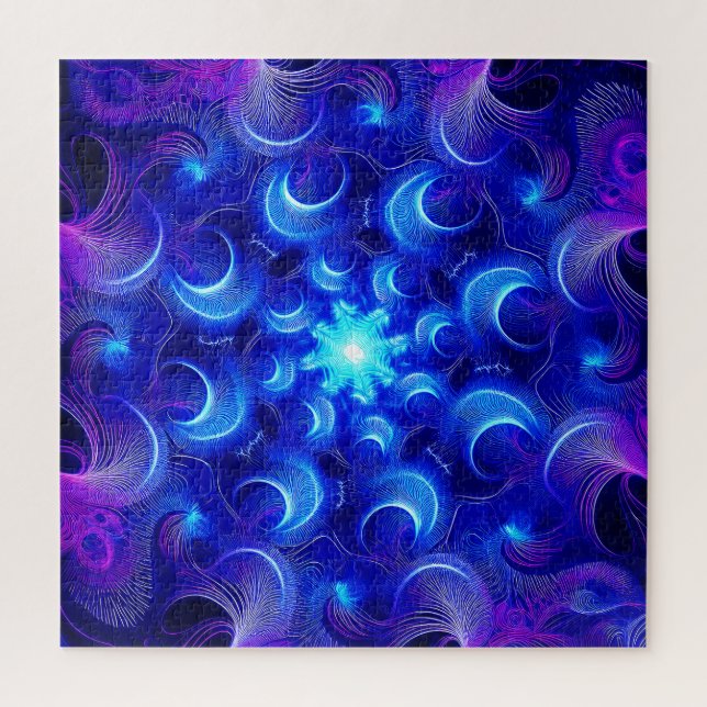 Crescent Moon Blue Fractals Jigsaw Puzzle (Vertical)