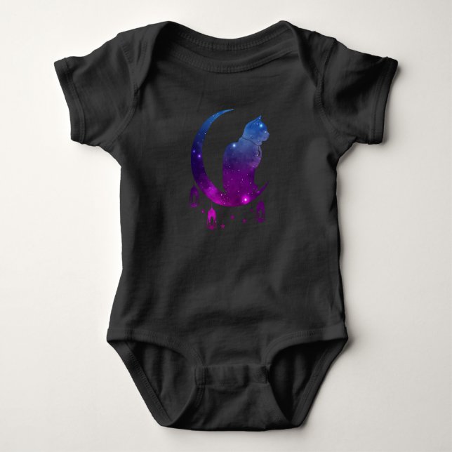 Crescent Moon Cat Mystical Pastel Goth Spiritual Baby Bodysuit (Front)