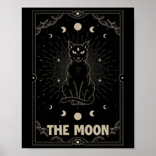 Crescent Moon Cat Tarot Card Graphic For Tarot Cat Poster