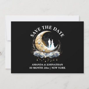 Crescent moon celestial elegant ornate luna 5x7 save the date