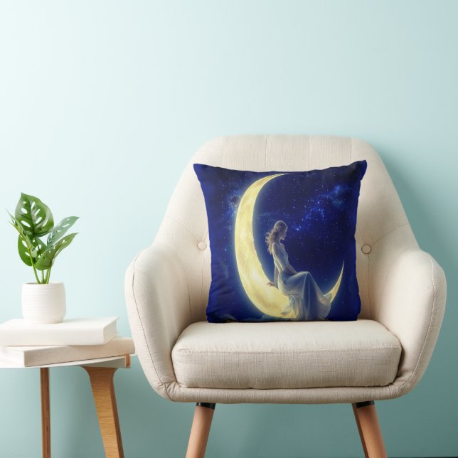 Crescent Moon Dreamer Throw Pillow (Chair)