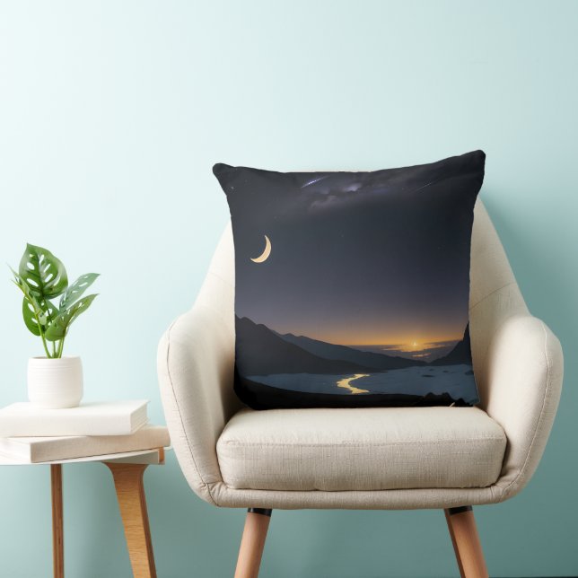  crescent moon floating in the night sky cushion (Chair)