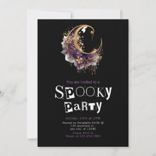 Crescent Moon Minimalist Halloween Party Invitation