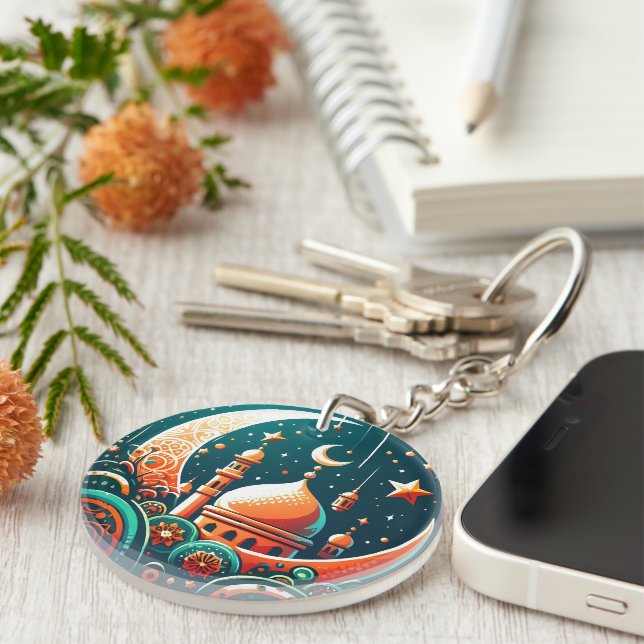 Crescent Moon Mosque Key Ring (Front Right)