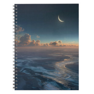 Crescent Moon Ocean Horizon Notebook