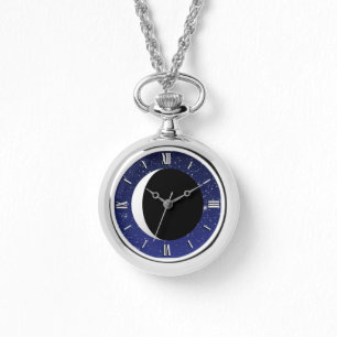 Crescent Moon on a Starry Background Watch