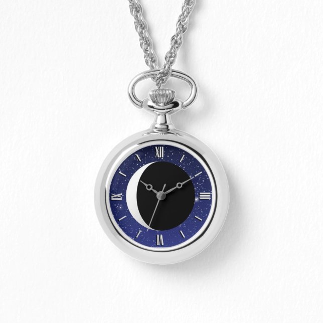 Crescent Moon on a Starry Background Watch (Front)
