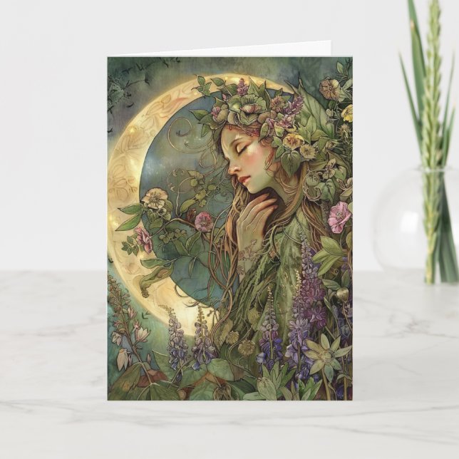 Crescent Moon Ostara Greeting Card (Front)