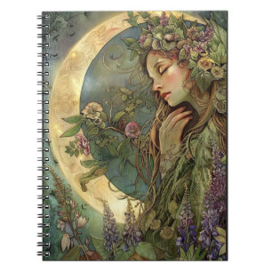Crescent Moon Ostara Spiral Photo Notebook