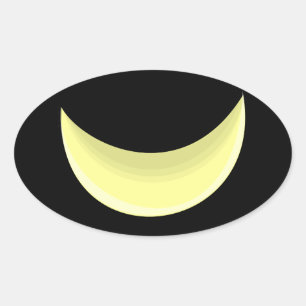 Crescent Moon Oval Sticker