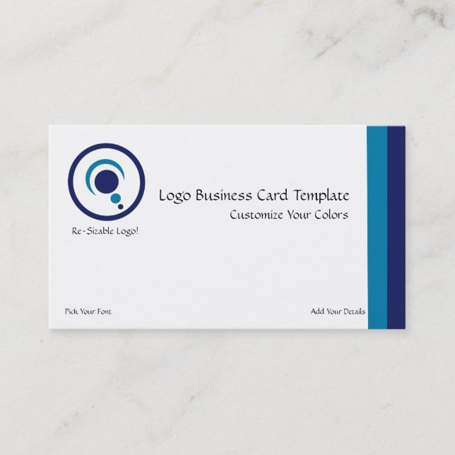 Crescent Moon Planets Blue Logo Business Card (Front)