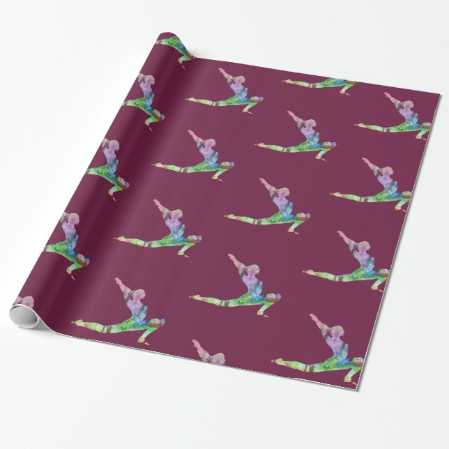 Crescent Moon Pose Wrapping Paper (Unrolled)