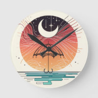 Crescent Moon Rain Boho Line Art