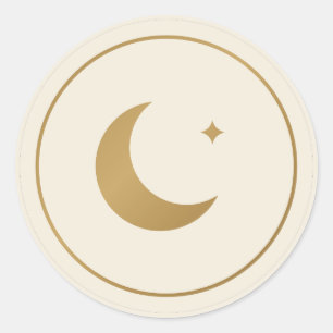 Crescent Moon Ramadan Eid Cream Gold Sticker