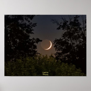 Crescent Moon Setting Poster