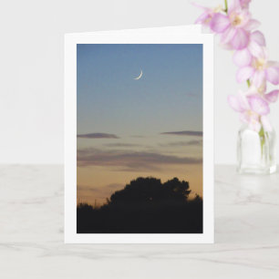 Crescent Moon Silhouette Landscape Card