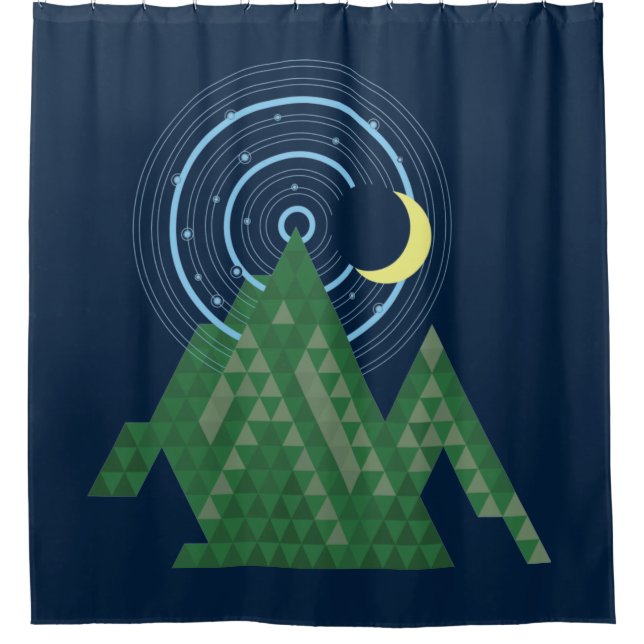  crescent moon sky in the mountain shower curtain (Front)