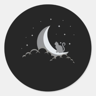 Crescent Moon Spiritual Cat Gothic Pastel Wicca Classic Round Sticker