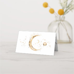 Crescent Moon Starry Night Celestial Wedding Place Card