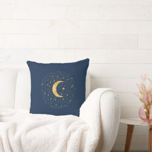 Crescent Moon Starry Night  Cushion