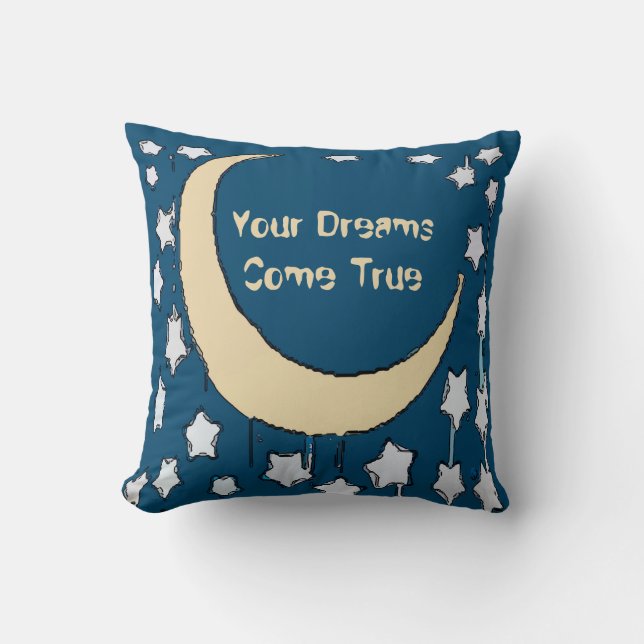 Crescent Moon  Starry Night Throw Pillow (Front)