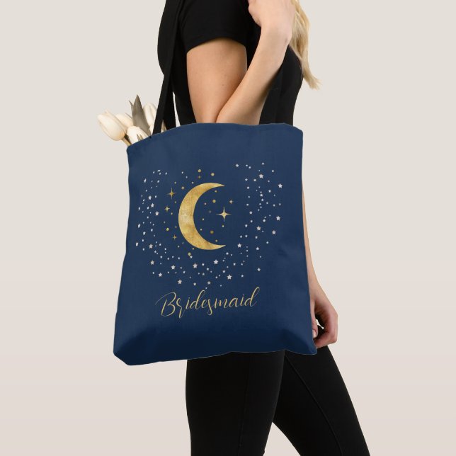 Crescent Moon Starry Night  Tote Bag (Close Up)