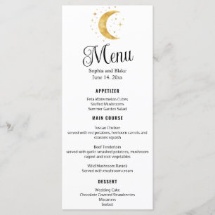 Crescent Moon Starry Night Wedding Flat Menu