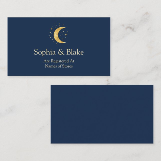 Crescent Moon Starry Night Wedding Registry Enclosure Card (Front/Back)